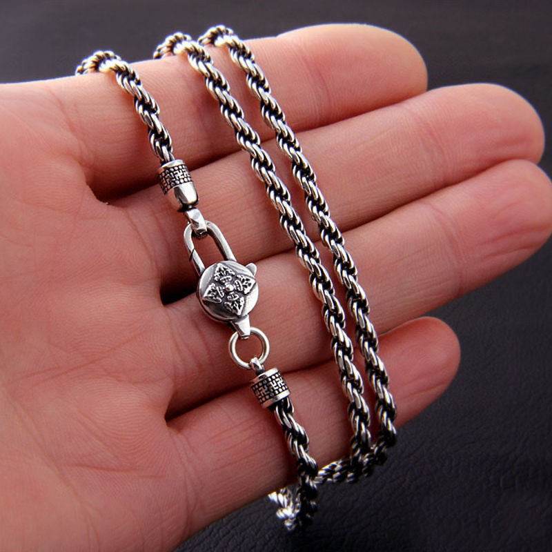 Mens Fashion Simple Vintage Six Character Necklace - Mubimart