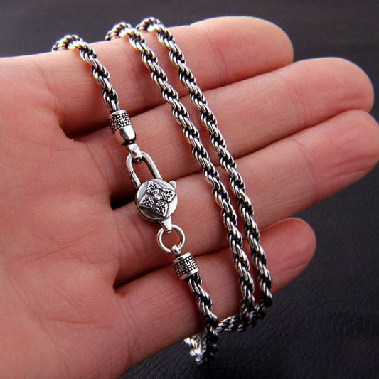 Mens Fashion Simple Vintage Six Character Necklace - Mubimart