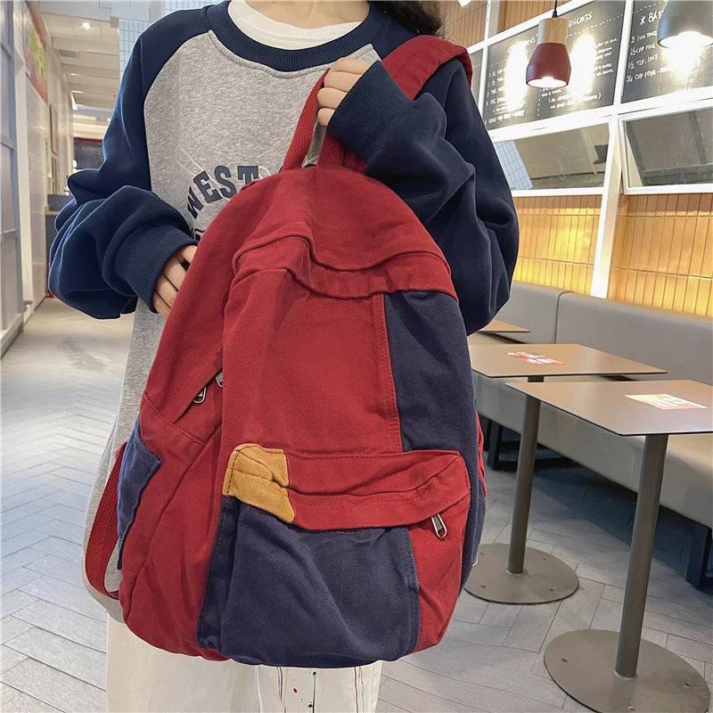 Canvas Backpack Schoolbag For Women - Mubimart