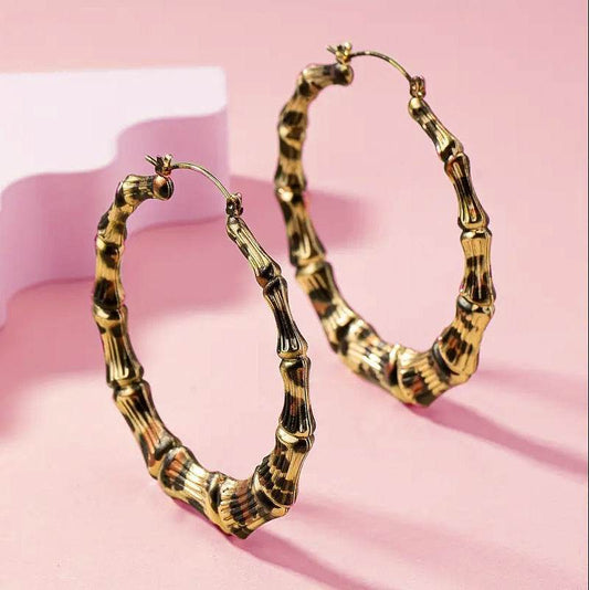 New Fashion Leopard Print Round Hoop Earrings For Women Jewelry Punk Metal Zebra Cow Big Circle Earring Female Party Gifts - Mubimart