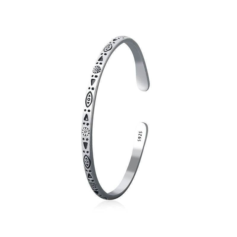 Sterling Silver Vintage Charm Bracelet Bangle For Women - Mubimart