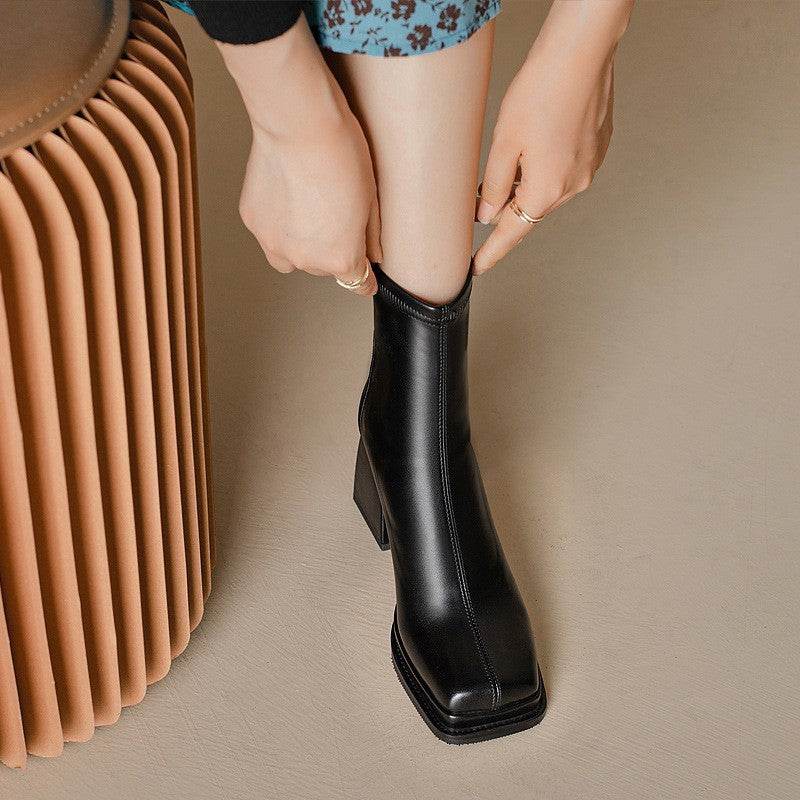Women's High Heel Elastic Booties - Mubimart