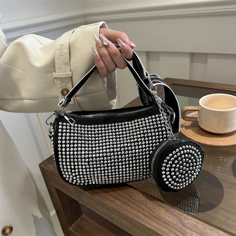 Rhinestone Shoulder Bag With Small Purse Fashion Party Underarm Crossbody Bag For Women Luxury Designer Bags - Mubimart