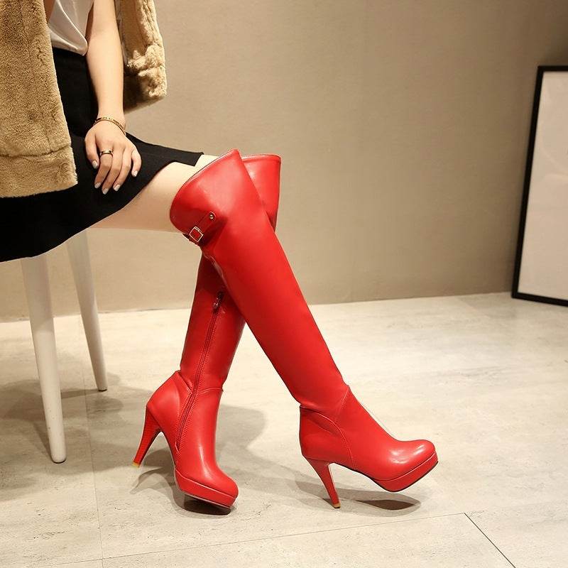 Over The Knee Boots Women's High Heel - Mubimart