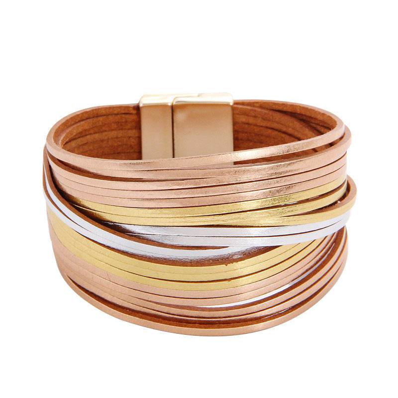 New Popular Multi-color Leather Charm Bracelet Men And Women Same Ornament Can Be Used As Gifts - Mubimart