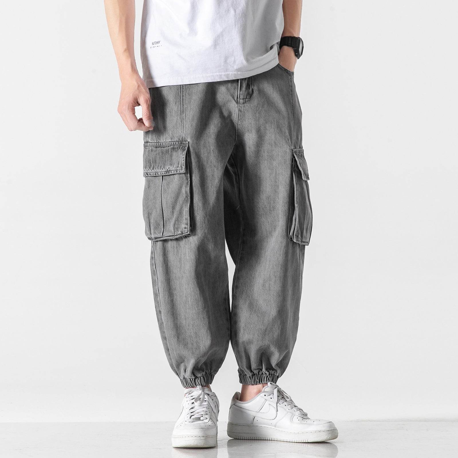 Fashionable Multi-pocket Cargo Jeans - Mubimart