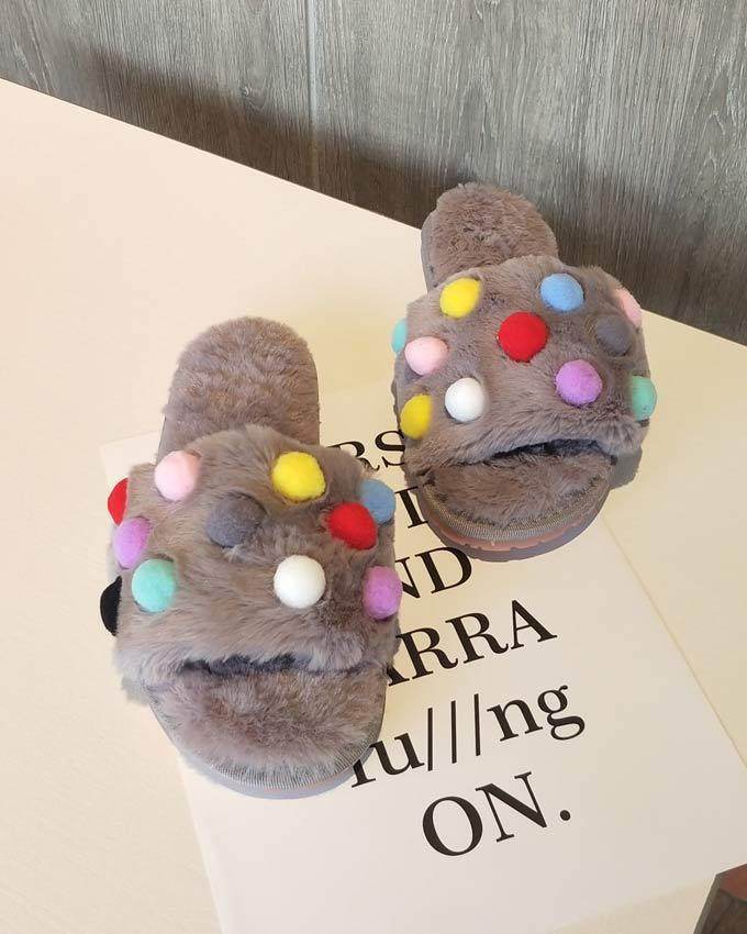 Cute Indoor Warm Plush Slippers Women - Mubimart