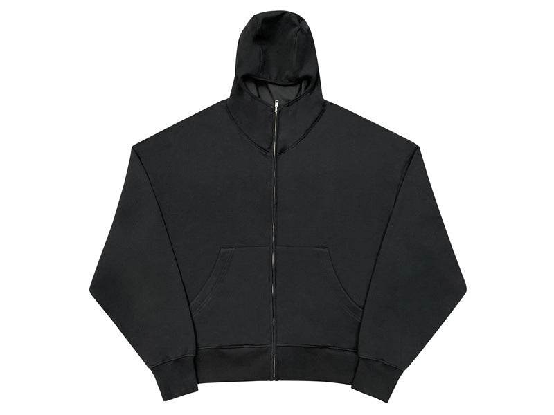 Loose Casual Hoodie Sweater Mask Zipper Distressed Cardigan - Mubimart