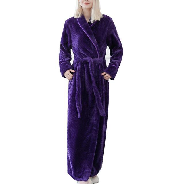 Winter Sleep Bath Robe Women Men Warm Fleece  Robes - Mubimart -  