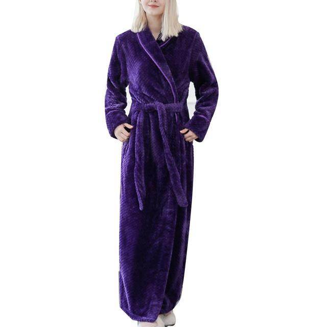 Winter Sleep Bath Robe Women Men Warm Fleece Robes - Mubimart
