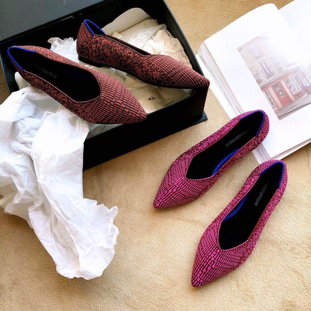 Women's Pointed Toe Casual Woven Flat Shoes - Mubimart