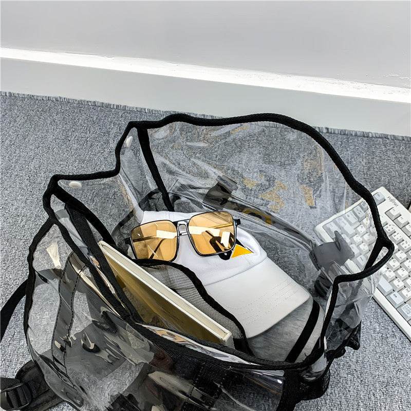 Men And Women's Fashion Transparent Flap Travel Duffel Bag - Mubimart
