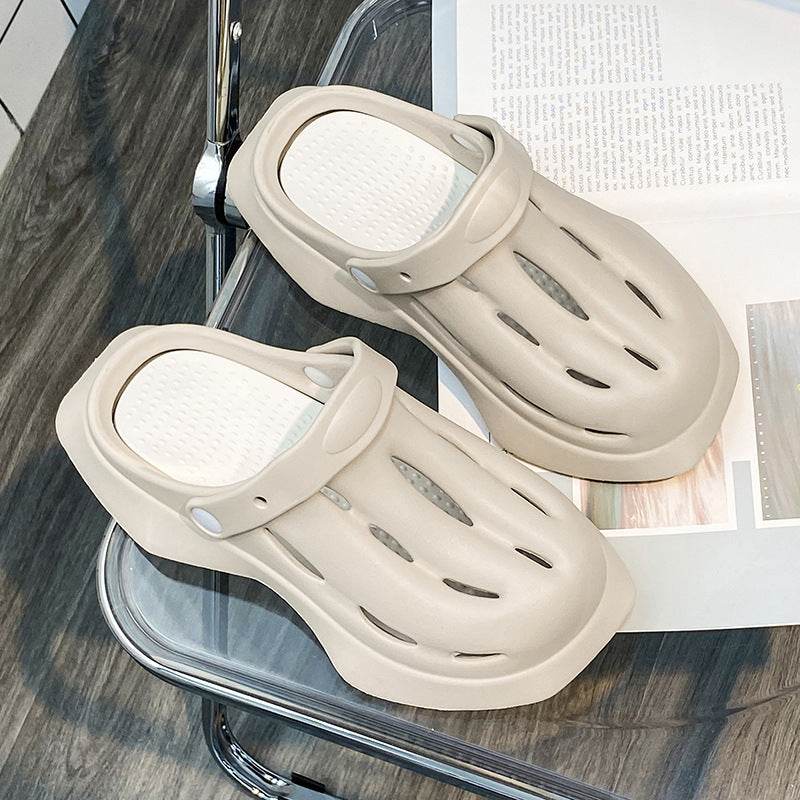 Fashion Clogs Shoes Summer Ankle-wrap Slippers Garden Beach Shoes - Mubimart