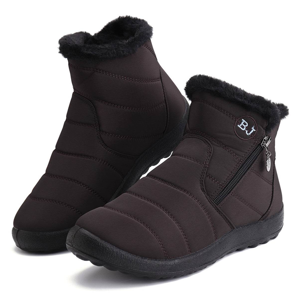 Umbrella Cloth Snow Boots Side Zipper Cotton Boots Mid-calf Waterproof Snow Boots - Mubimart