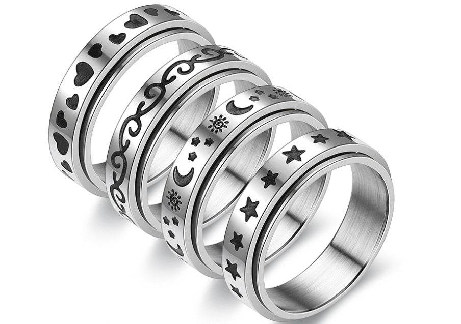 European And American Fashion Titanium Steel Rotating Ring Men - Mubimart