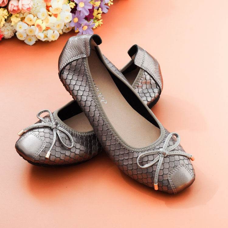Leather Boat Shoes With Soft Bottom And Shallow Mouth - Mubimart