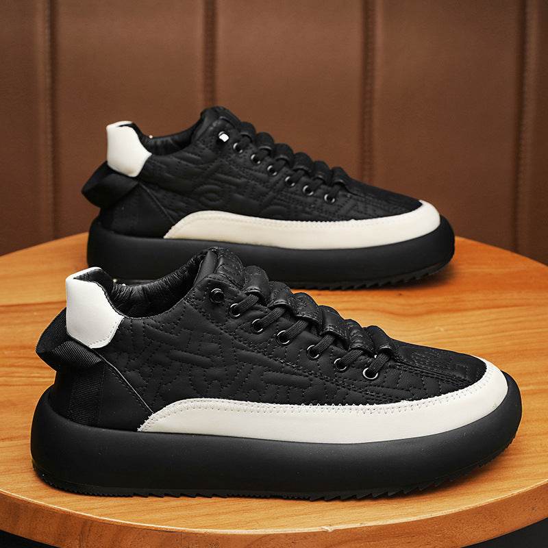 Mens Fashionable And Versatile Leather Sports Casual Board Shoes - Mubimart
