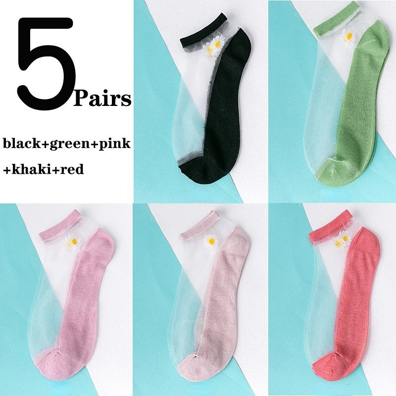 Women's Low-cut Liners Transparent Spun Glass Thin Socks - Mubimart -  