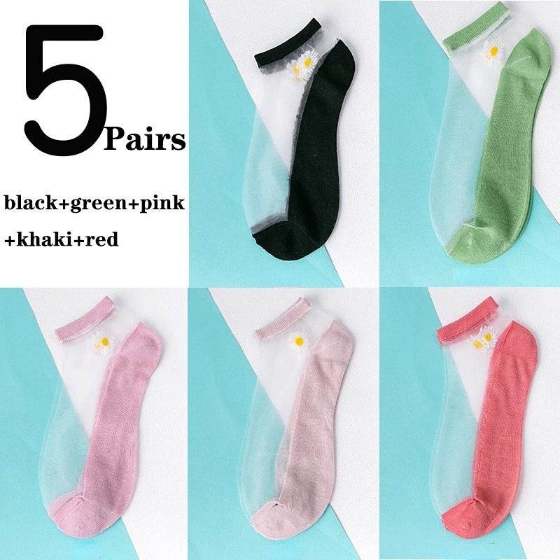 Women's Low-cut Liners Transparent Spun Glass Thin Socks - Mubimart