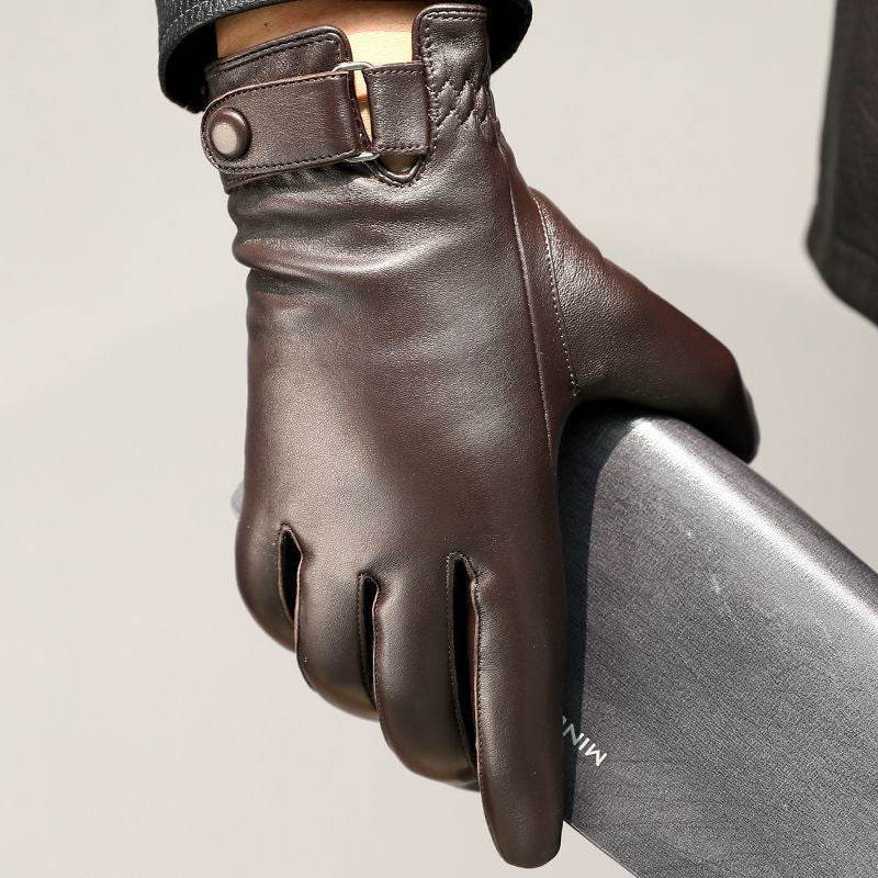 Leather Gloves Men's Winter Warm Sheepskin - Mubimart