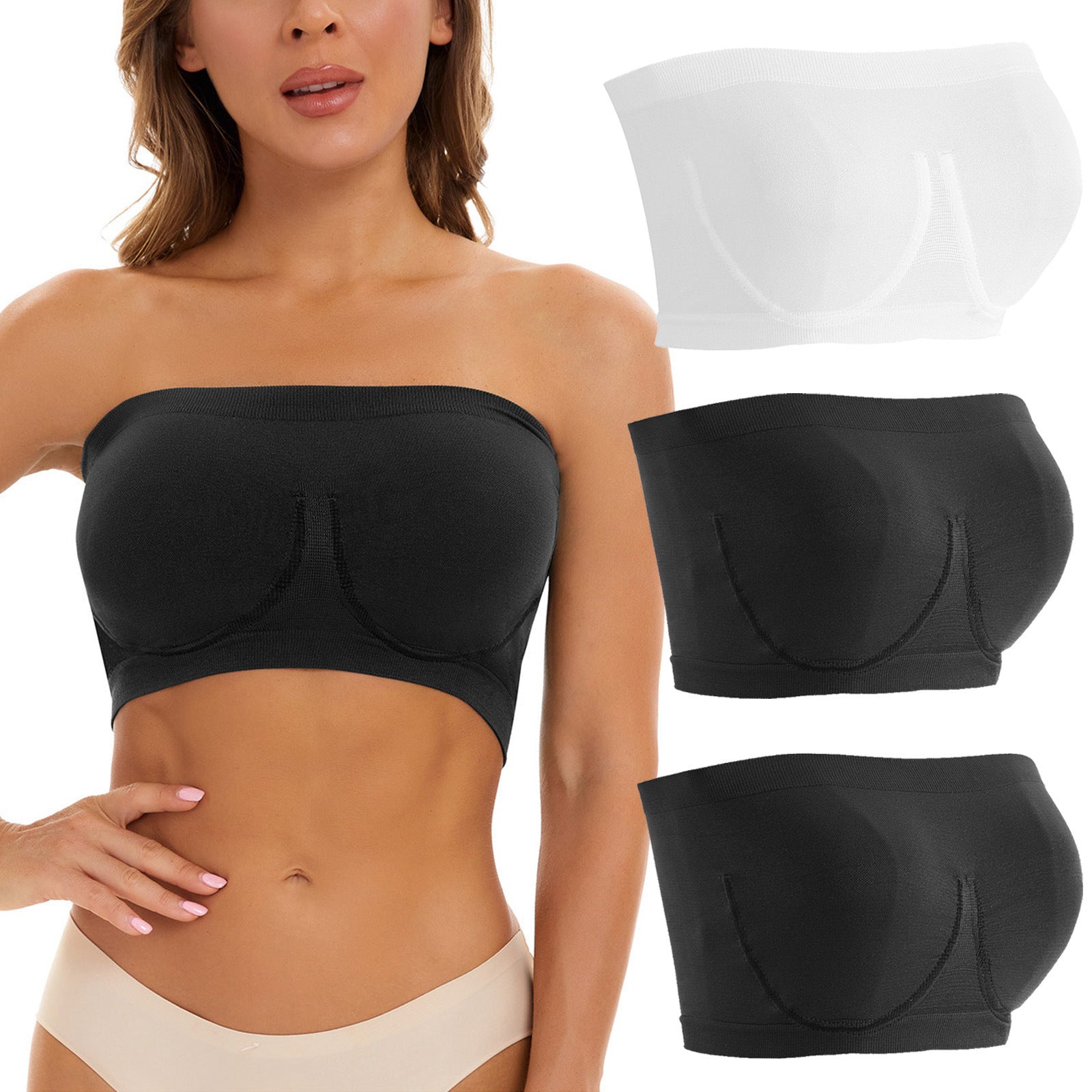 Plus Size Women's Seamless Bandeau Bra - Mubimart -  