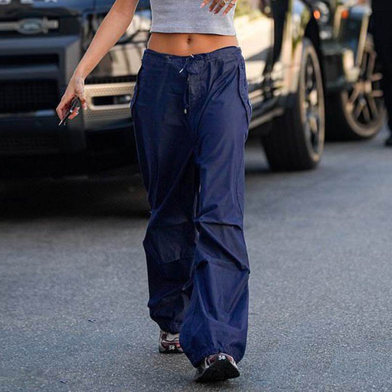 Women Vintage Street Cargo Jeans Casual Wide Leg Pants - Mubimart