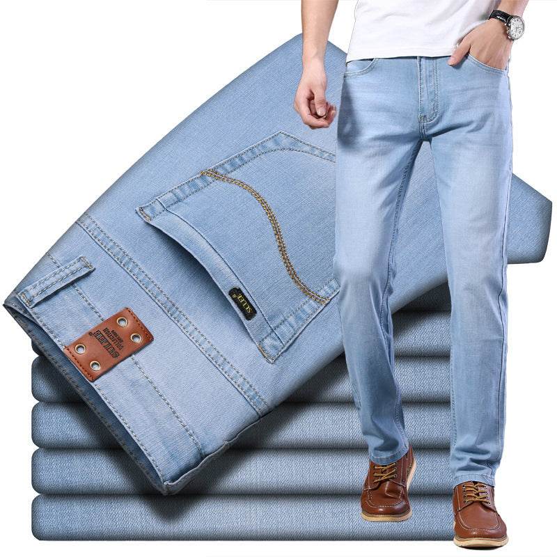 Men's Comfortable Elastic Straight Fit Jeans - Mubimart