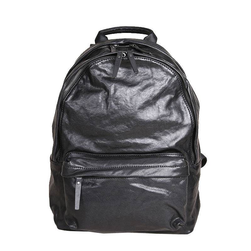 Mens Retro Large Capacity Leather Shoulder Travel Bag - Mubimart