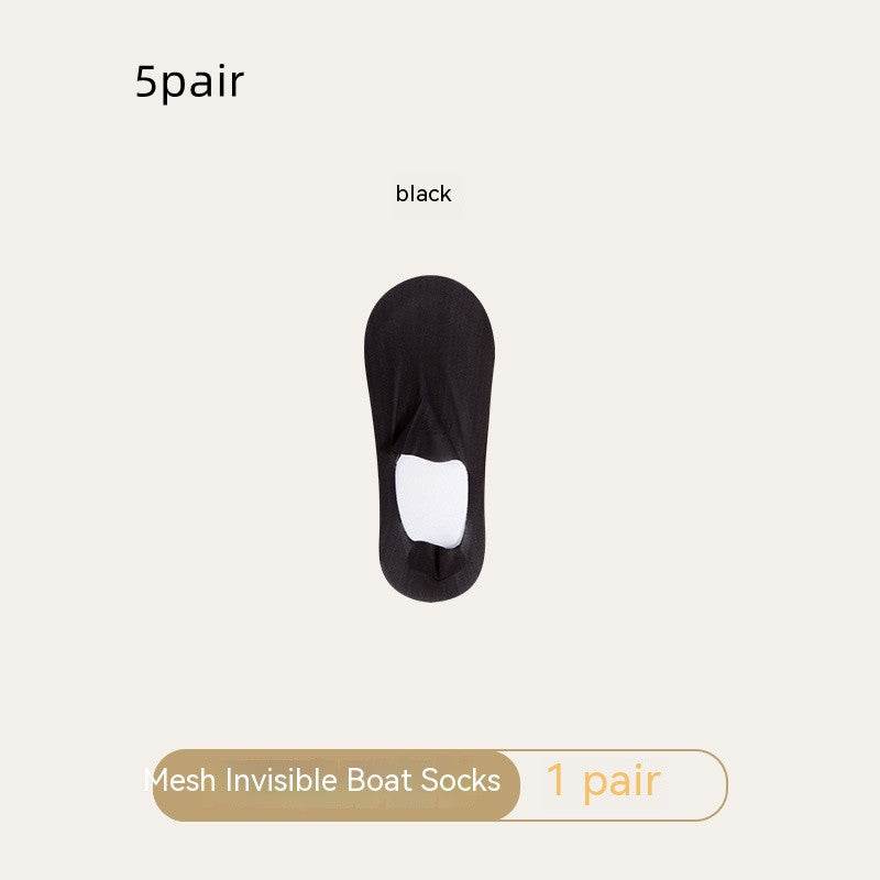 Women's Mesh Boat Socks Summer Thin Cotton Bottom Non-slip Tight Ice Silk Arbitrary Cut Women's Low Cut Invisible Socks - Mubimart