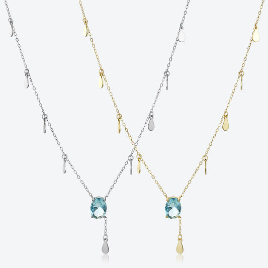 Silver Blue Diamond Fashion Necklace For Women