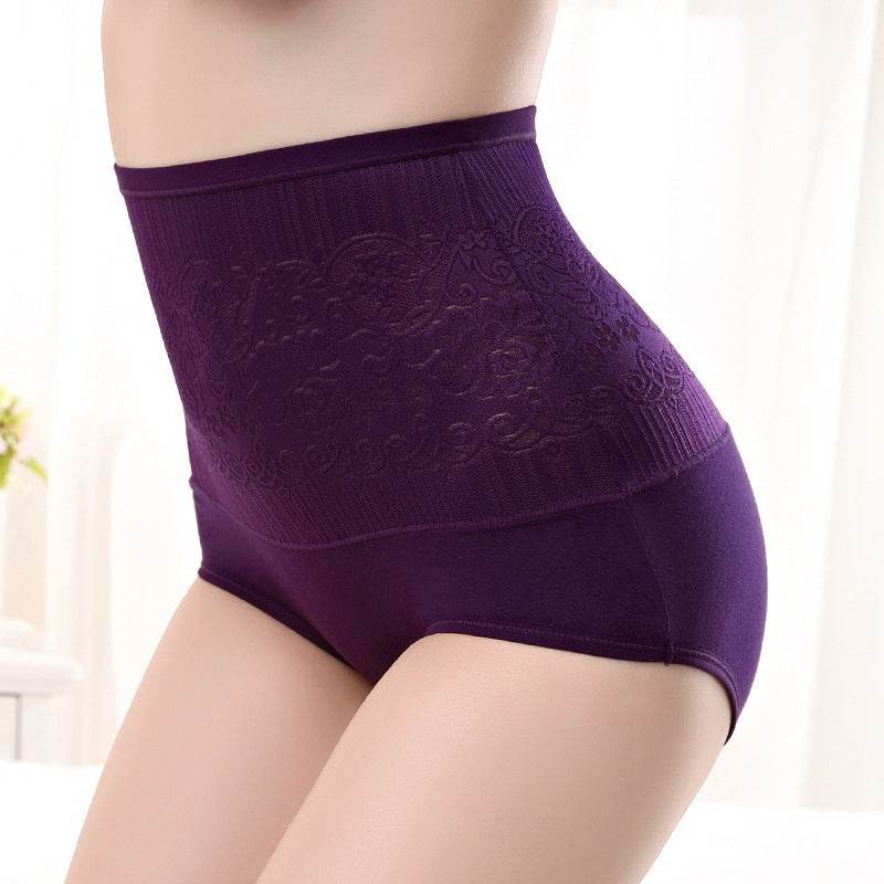 Solid Color Tights Cotton High-waist Briefs Buttocks Abdomen Postpartum Women - Mubimart