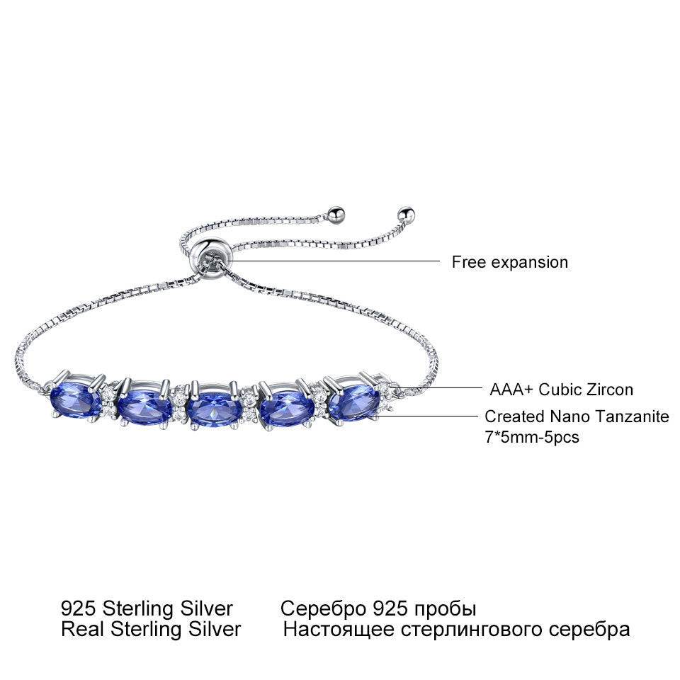 Bracelets For Women Gemstone Blue Topaz Adjustable Chain Link Bracelet Christmas Jewelry - Mubimart