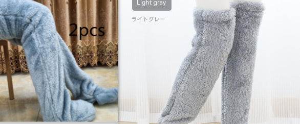 Over Knee High Fuzzy Long Socks Winter Warm Cold Leg Knee Joint Cold-proof Stockings Home Floor Sleeping Socks - Mubimart