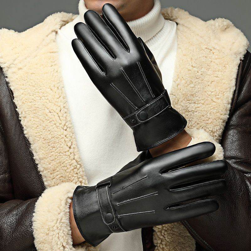 Leather Gloves Men's Waterproof Touch Screen - Mubimart