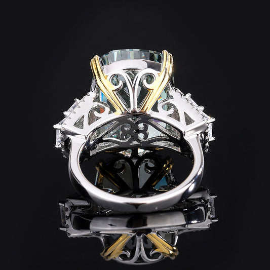 Silver High Carbon Diamond Ice Crushing Cut Fat Ring