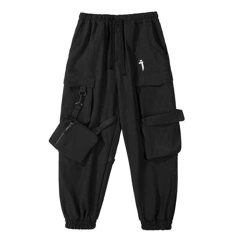 Men's Loose Casual Pocket Trousers With Ribbon Cargo Jogger Pants - Mubimart