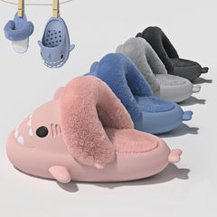 Winter Shark Slippers Detachable Warm Fuzzy Slippers Bedroom House Shoes Women - Mubimart - Fuzzy Slipper 