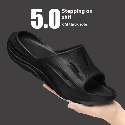 Wear-resistant Beach Sandals Outdoor Leisure Shit Feeling Home Single Strap Slides Trendy Shoes - Mubimart