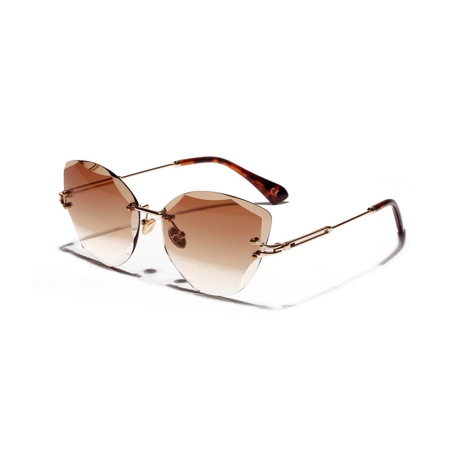 Cat Eye Retro Sunglasses Women Diamond Cut Glasses - Mubimart