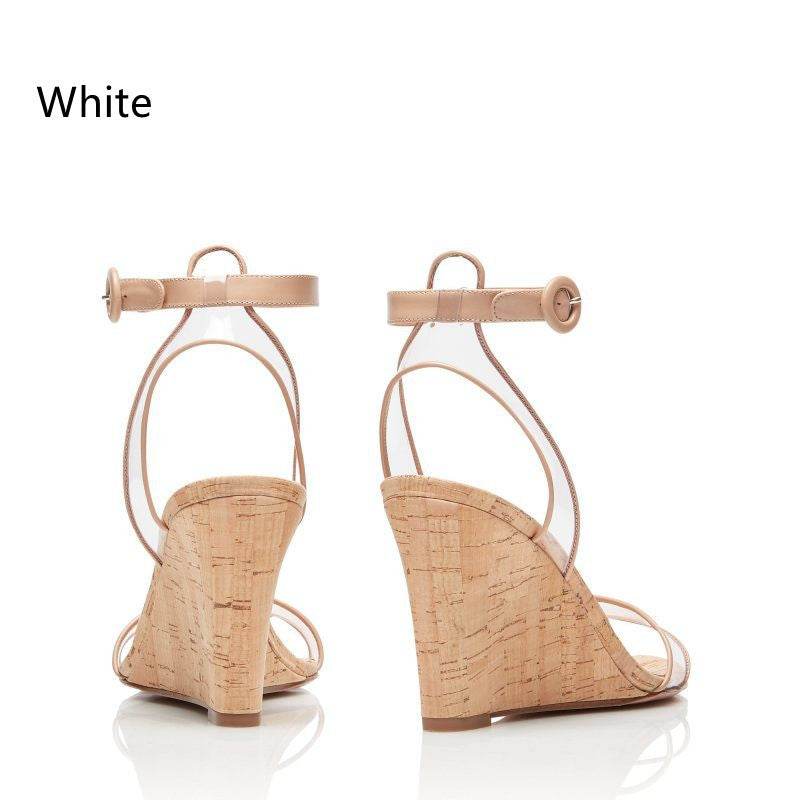Fashion Sandals PVC Wood Grain Wedges Women Shoes - Mubimart