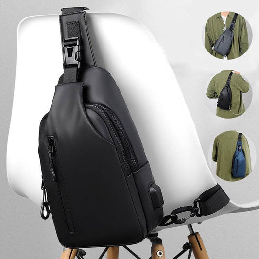 Black Sling Crossbody Backpack Shoulder Bag For Men Chest Bag - Mubimart