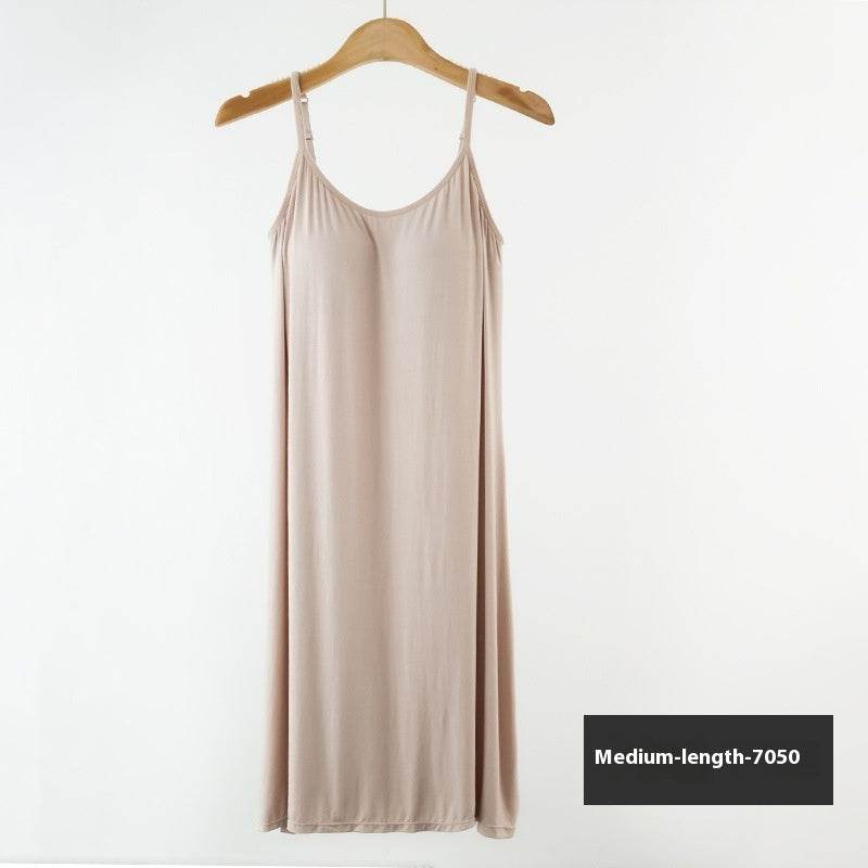 Plus Size Loose Lengthened Plus-sized Maternity Dress Sling Bottoming Shirt With Chest Pad - Mubimart