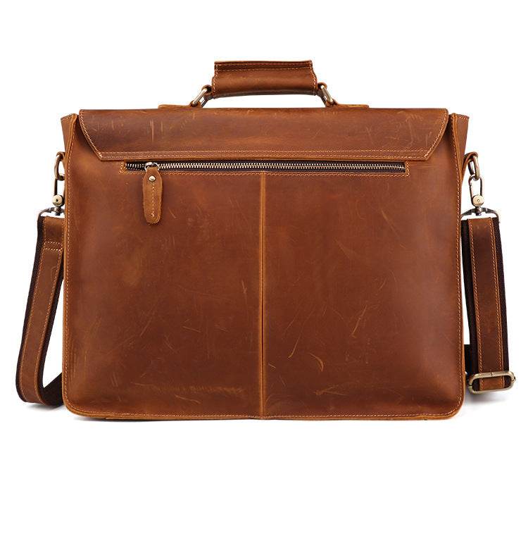 Genuine Leather Men's Business Briefcase - Mubimart