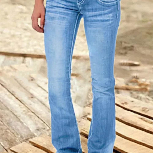 Women's Low Waist Flare Jeans - Mubimart