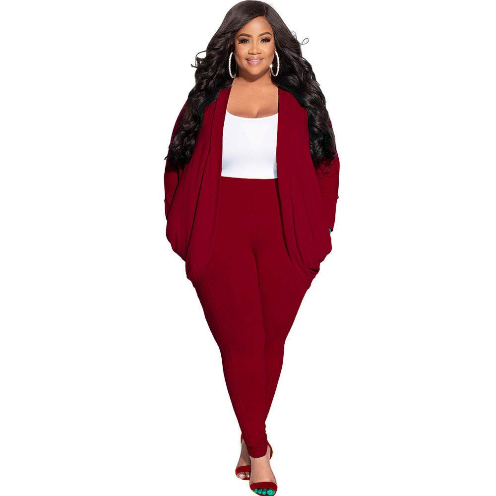 Cardigan And Leggings Plus Size Suit For Women - Mubimart