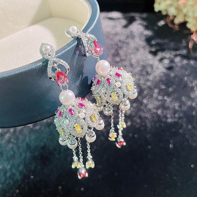 Coloured Zirconia Stud Earrings For Women - Mubimart