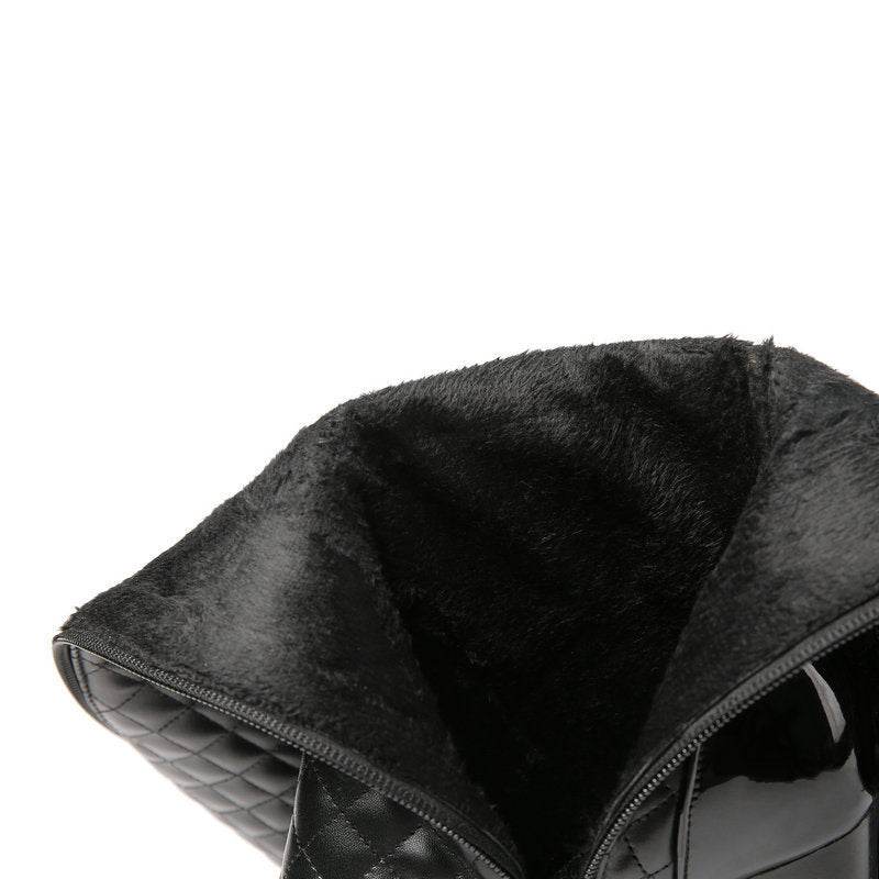 Block Heel Tall Boots Women's Boots Side Zipper - Mubimart