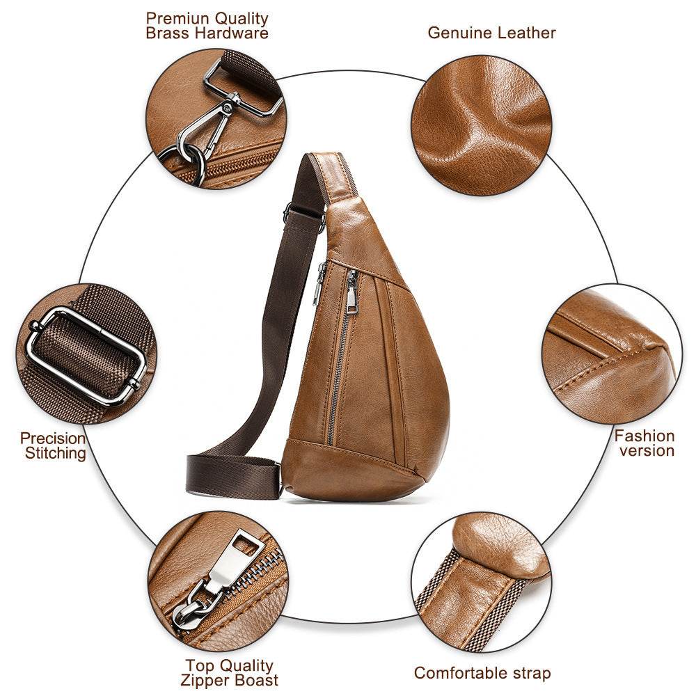 Shoulder Bag Leather Chest Bag Shoulder Messenger - Mubimart