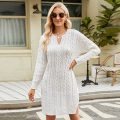 Women's Twisted Midi Knitted Dress - Mubimart - Plus Size Midi Dress 