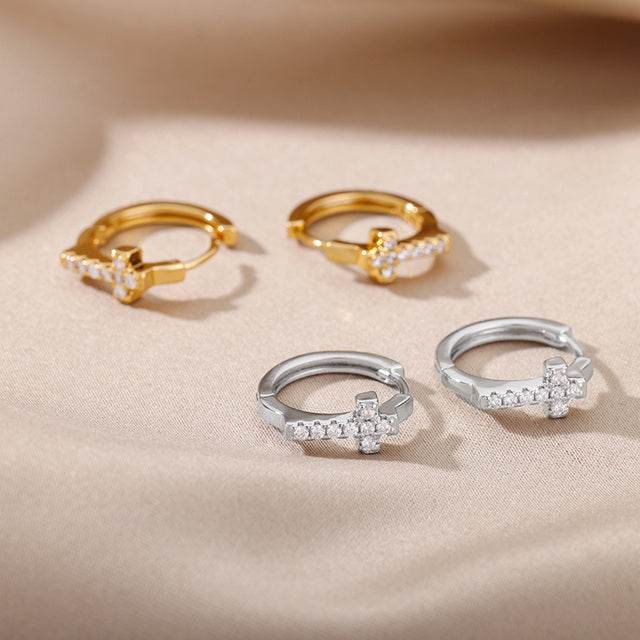 Aesthetic Stainless Steel Hoop Earrings For Women Gold Color - Mubimart